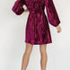 Velvet Round Neck Tie Waist Long Sleeve Mini Dress