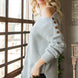 Side Slit Boat Neck Long Sleeve Sweater