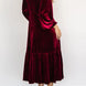V-Neck Long Sleeve Midi Velvet Dress
