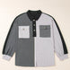 Pocketed Contrast Long Sleeve Sweatshirt