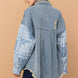 And The Why Full Size Paisley Print Quilted Sleeves Denim Jacket