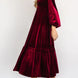 V-Neck Long Sleeve Midi Velvet Dress