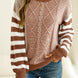 Striped Round Neck Dropped Shoulder Sweater