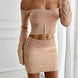 Devine Decorative Button Off-Shoulder Top and Skirt Set
