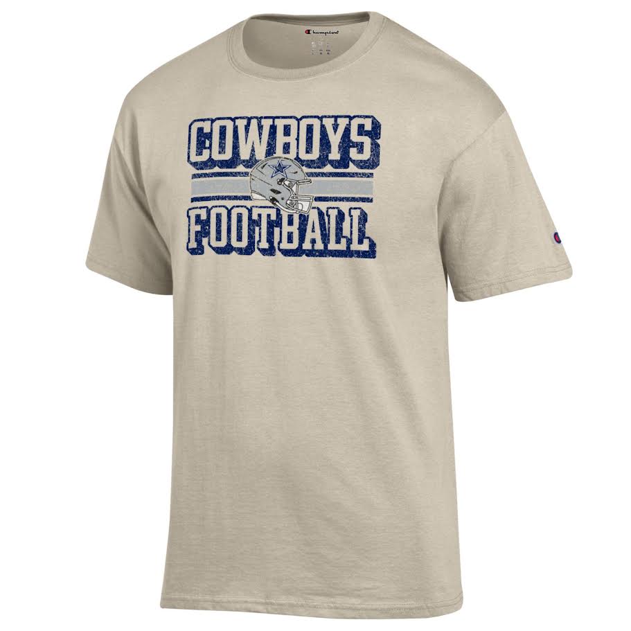 Dallas Cowboys - NFL Helmet Over Straight Football Logo Short Sleeve T-Shirt