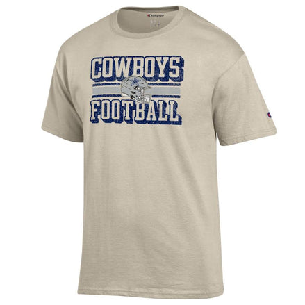 Dallas Cowboys - NFL Helmet Over Straight Football Logo Short Sleeve T-Shirt