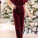Drawstring Surplice Short Sleeve Jumpsuit
