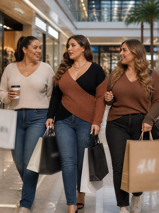 Plus Size Two-Tone Surplice Neck Sweater