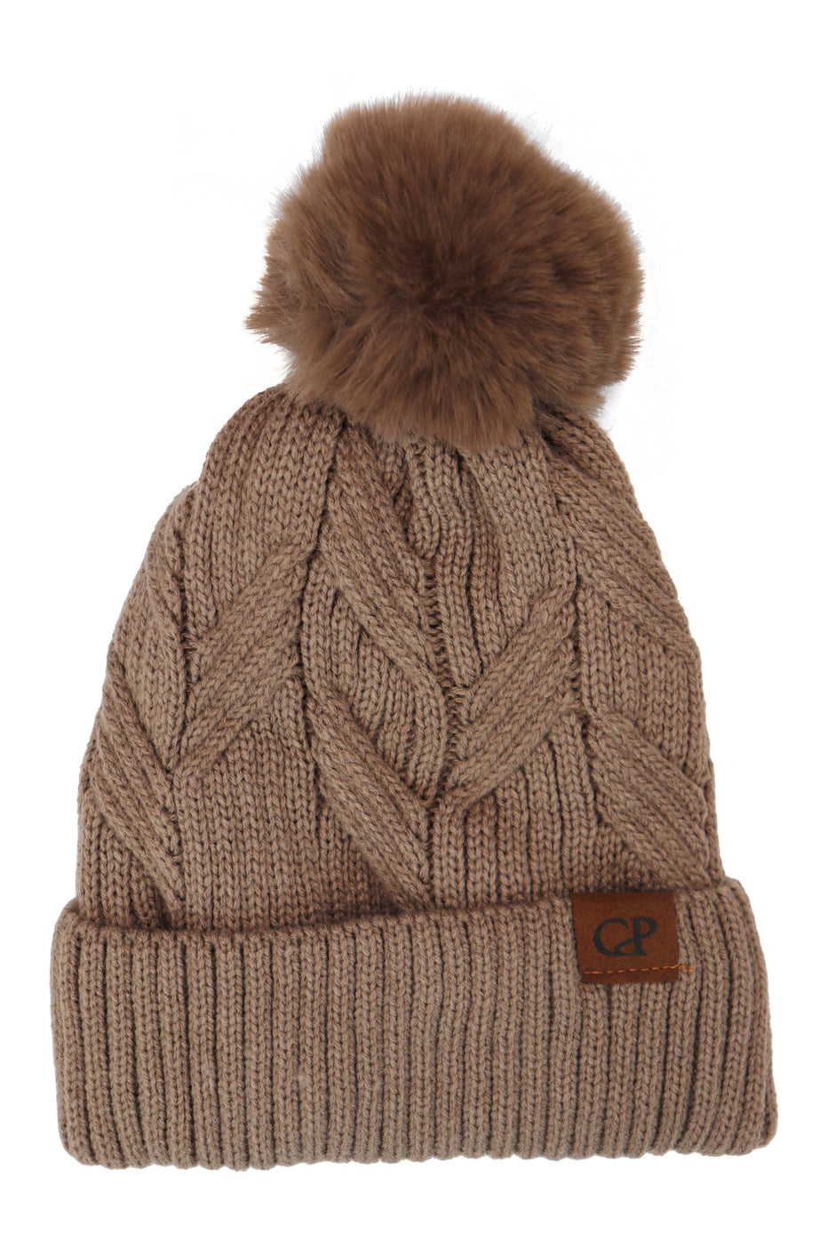 Coil Chevron Knitted Fleece Lined Beanie