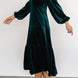 V-Neck Long Sleeve Midi Velvet Dress
