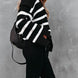 Striped Johnny Collar Long Sleeve Sweater