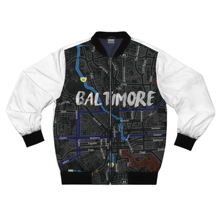 Baltimore Kimante All Black, White Sleeves AOP Bomber Jacket
