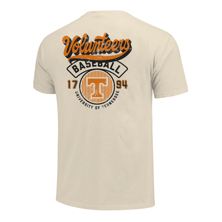 Tennessee Volunteers - NCAA Modern Script Stripes Comfort Color Short Sleeve T-Shirt