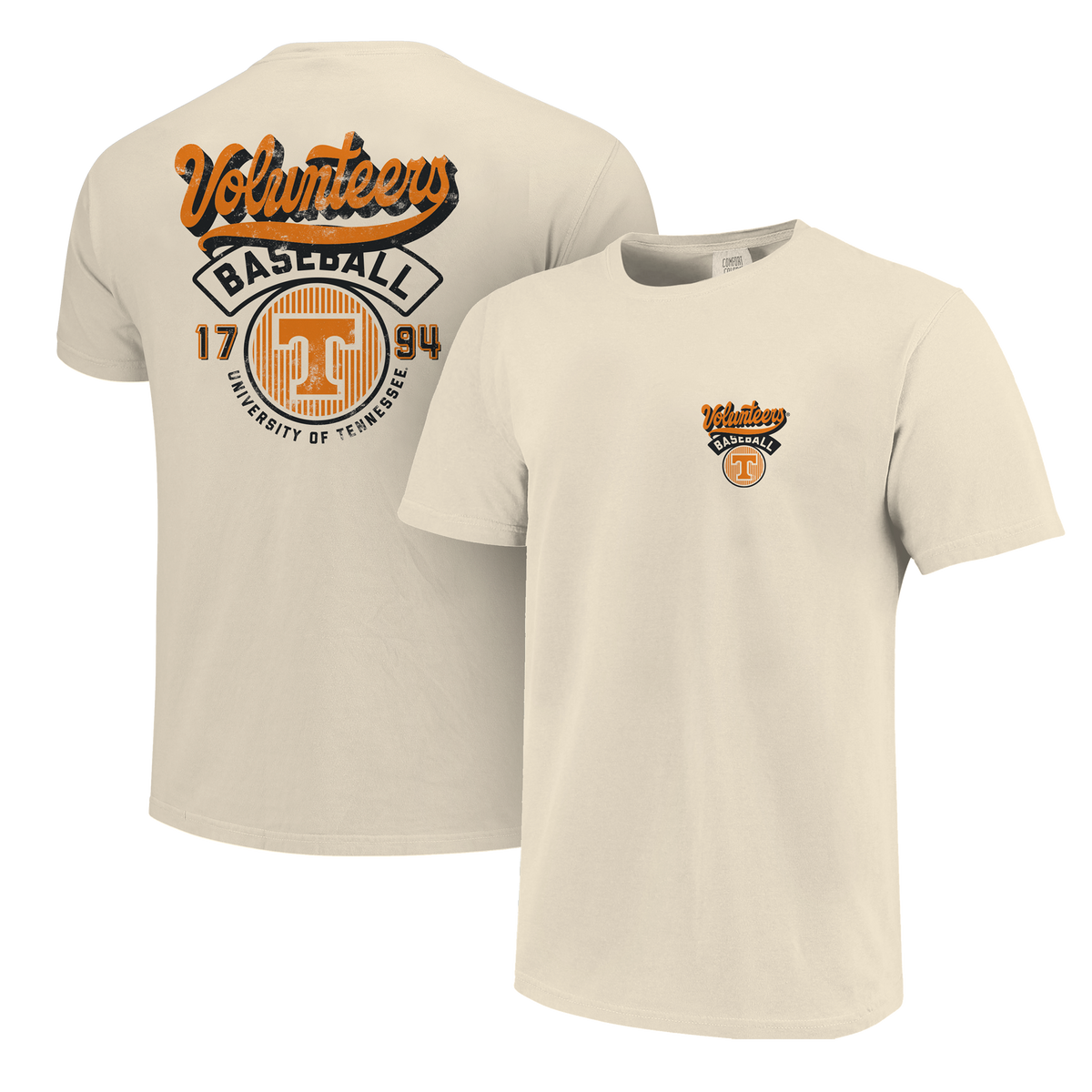 Tennessee Volunteers - NCAA Modern Script Stripes Comfort Color Short Sleeve T-Shirt
