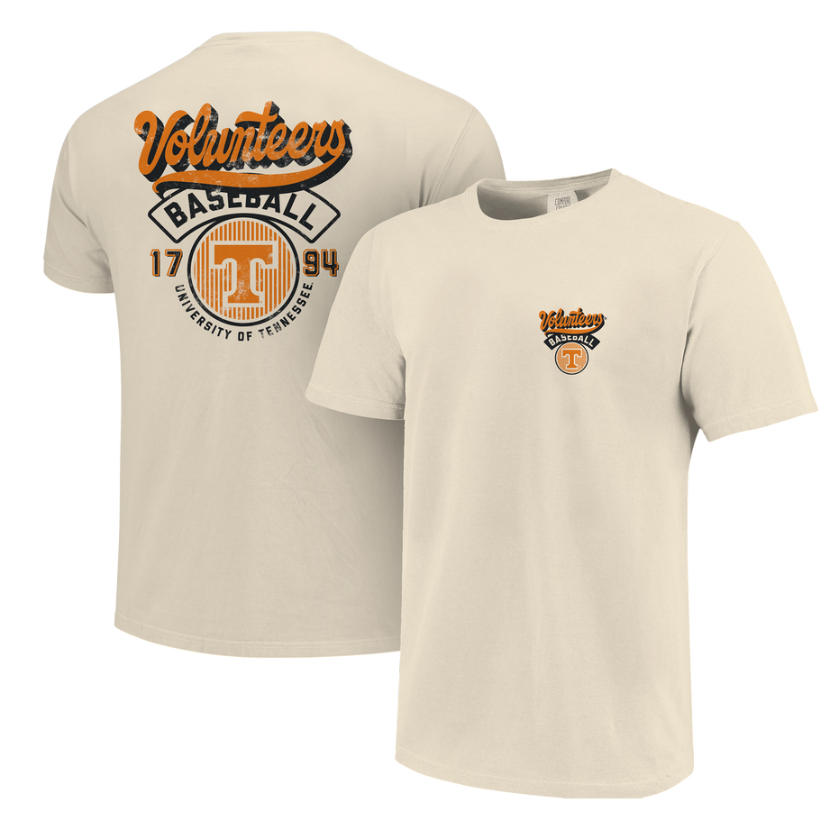 Tennessee Volunteers - NCAA Modern Script Stripes Comfort Color Short Sleeve T-Shirt