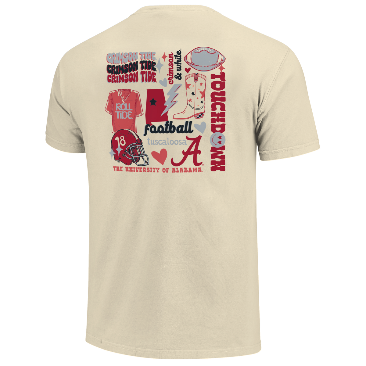 Alabama Crimson Tide - NCAA Football Season Comfort Color Short Sleeve T-Shirt