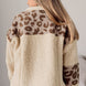 Pocketed Leopard Collared Neck Sherpa Jacket