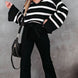 Striped Johnny Collar Long Sleeve Sweater