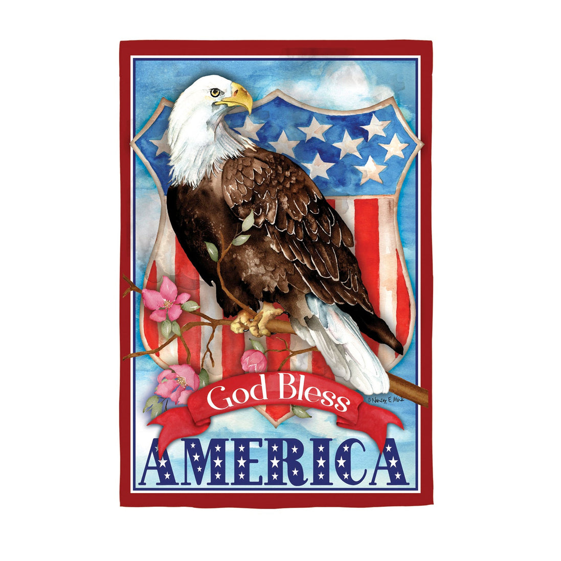 God Bless America - Eagle 29" X 43" Suede House Flag
