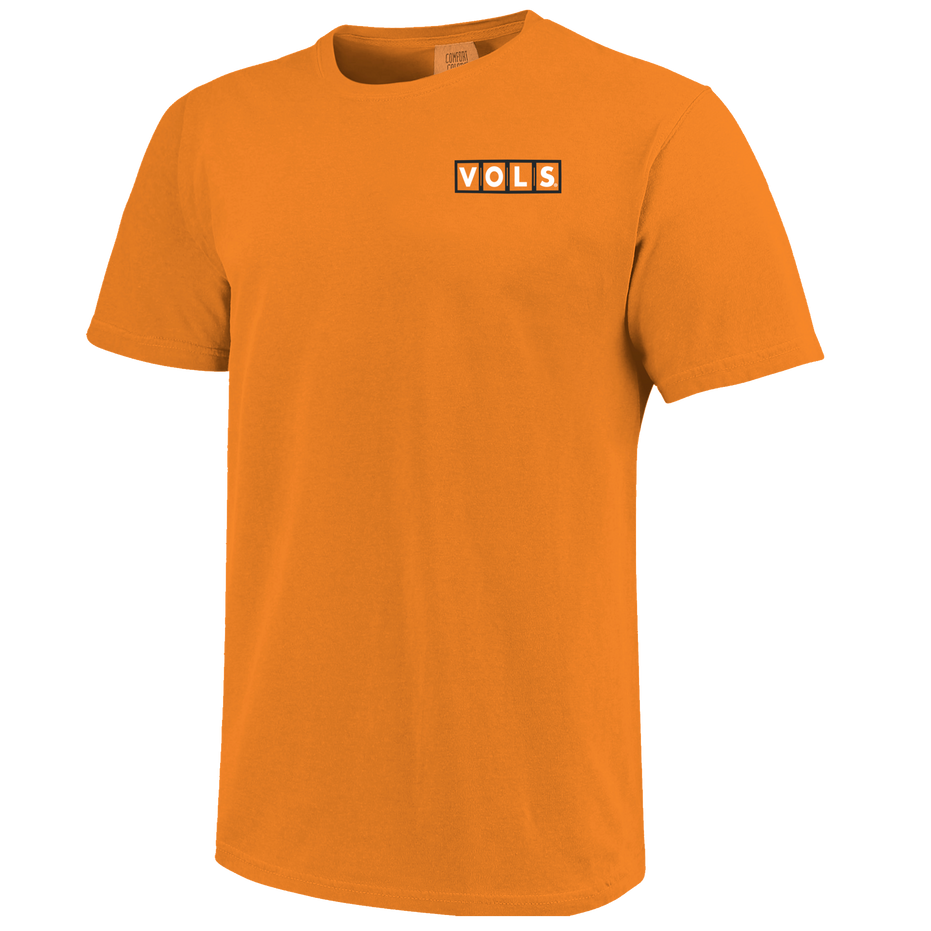 Tennessee Volunteer Hand Sign Lettermarks Bright Orange K Comfort Color Short Sleeve T-Shirt
