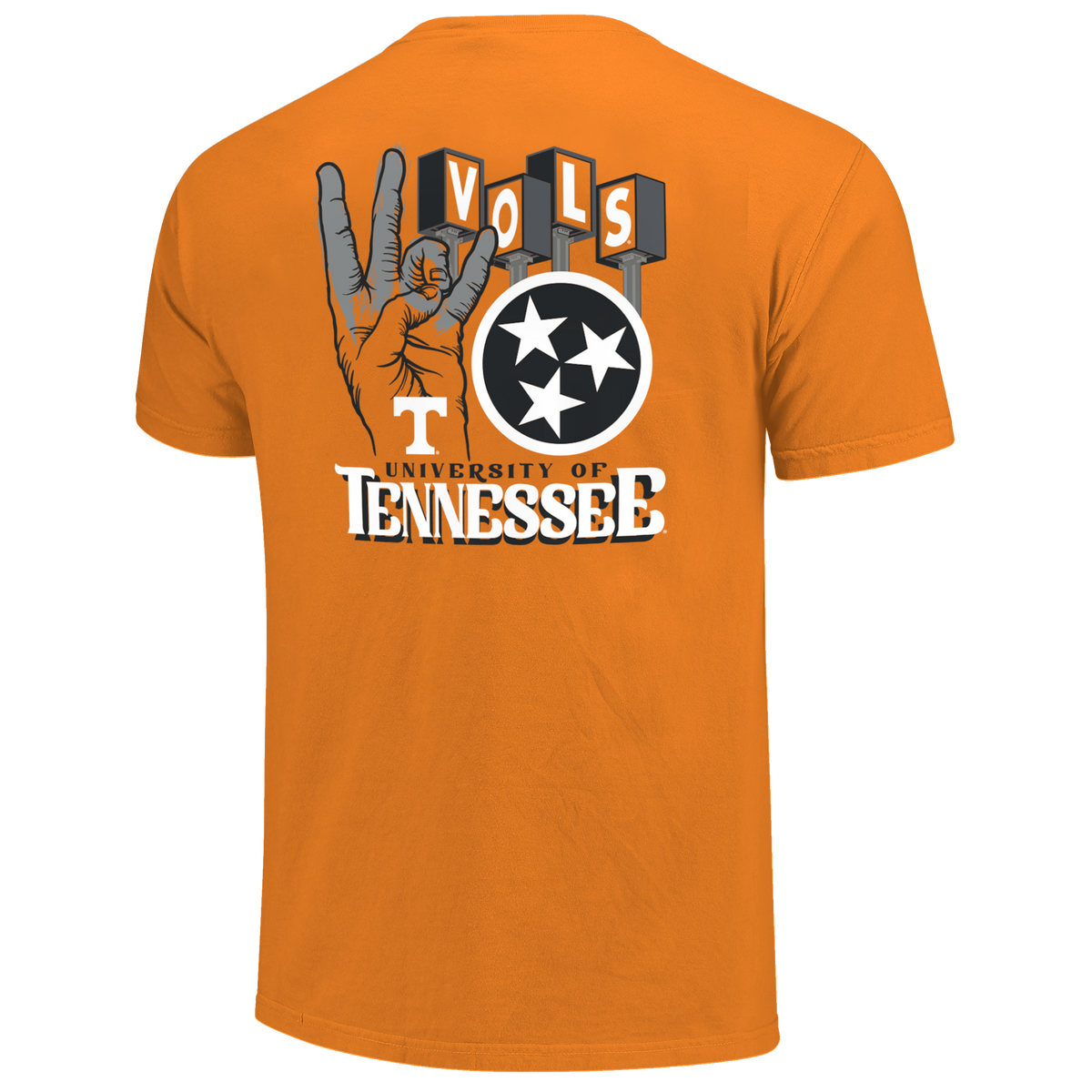 Tennessee Volunteer Hand Sign Lettermarks Bright Orange K Comfort Color Short Sleeve T-Shirt
