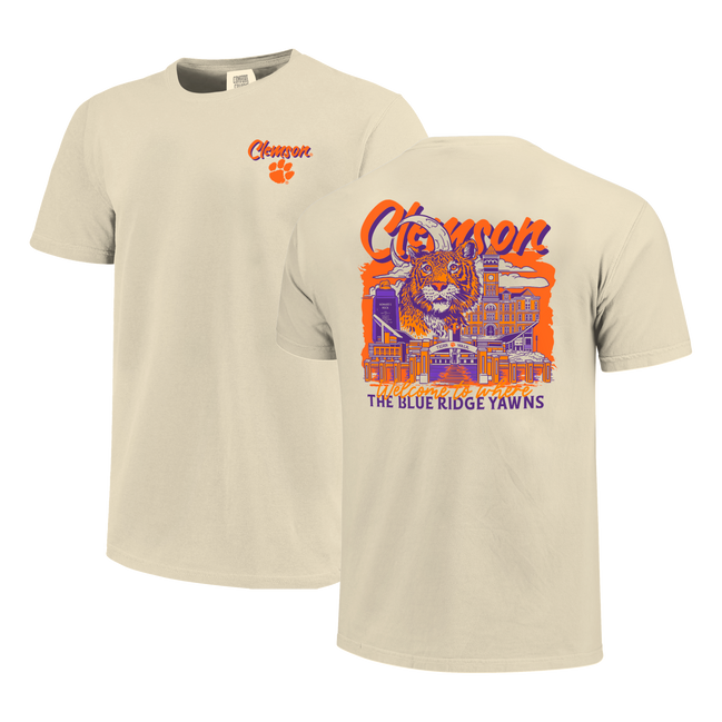 Clemson Tigers - NCAA Hand Drawn Campus Stack Comfort Color T-Shirt