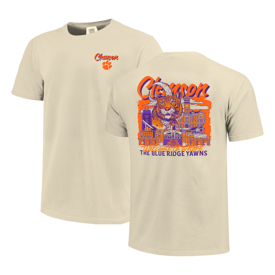 Clemson Tigers - NCAA Hand Drawn Campus Stack Comfort Color T-Shirt