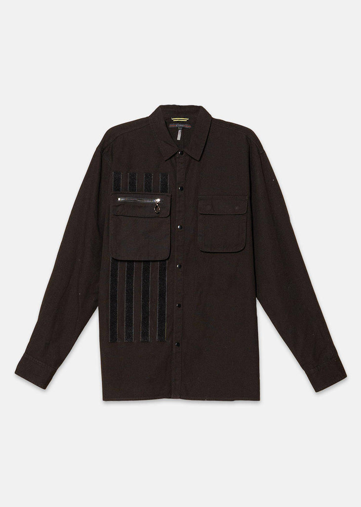 Konus Men's Canvas Shirt With Bellow Pockets in Black by Shop at Konus