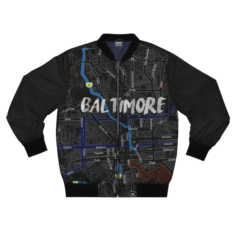 Baltimore Kimante All Black, Black Sleeves AOP Bomber Jacket