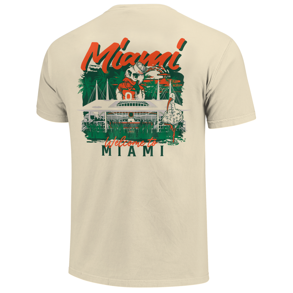 Miami Hurricanes - Football Hand Drawn Campus Stack T-Shirt