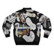 Detroit Newspaper Cutout Kimante All Black AOP Bomber Jacket