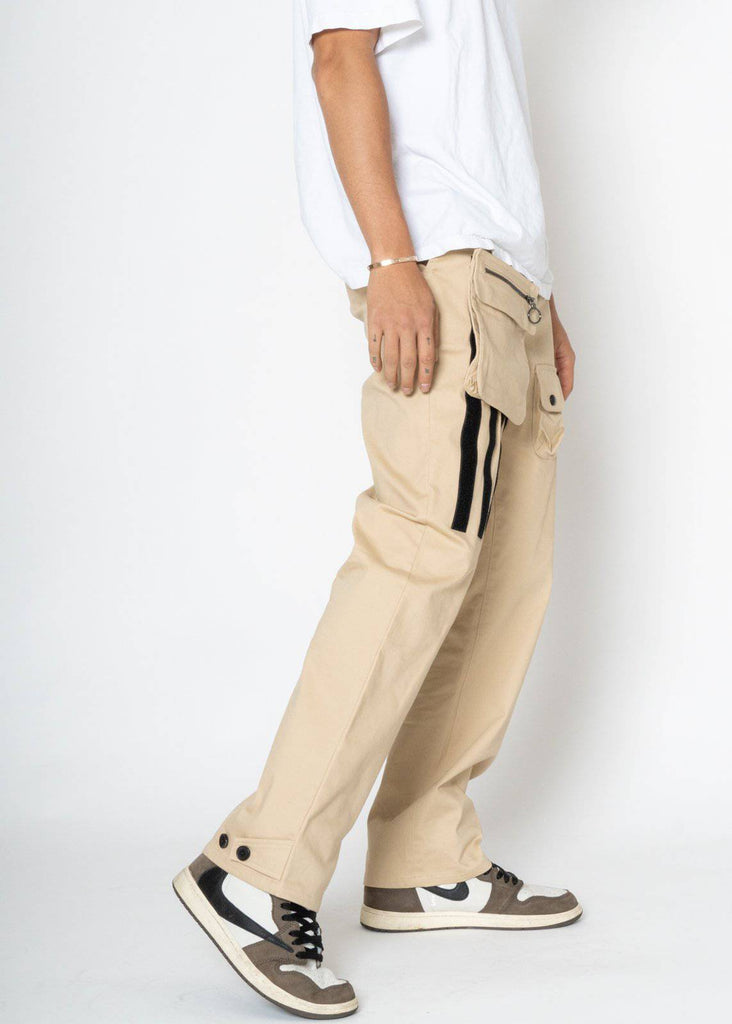 Konus Men's Cargo Pants with Removable Pocket in Khaki by Shop at Konus