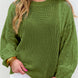 Eyelet Round Neck Drop Shoulder Sweater