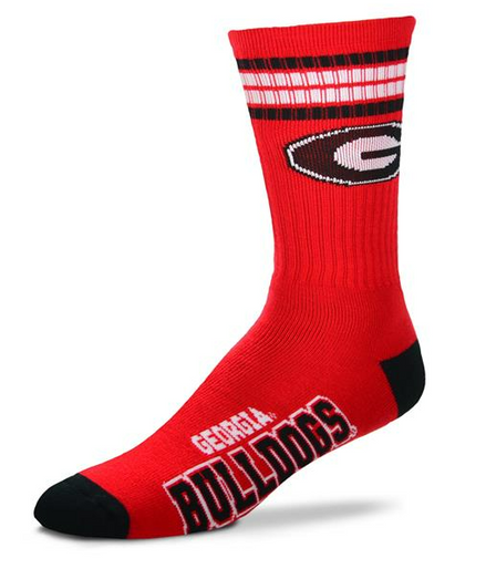 Georgia Bulldogs - 4 Stripe Deuce Crew Socks