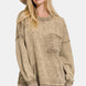 Zenana Exposed Seam Round Neck Dropped Shoulder Sweatshirt