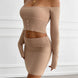 Devine Decorative Button Off-Shoulder Top and Skirt Set