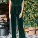 Drawstring Surplice Short Sleeve Jumpsuit