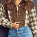 Raw Hem Plaid Cropped Hooded Jacket