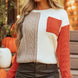 Color Block Round Neck Long Sleeve Sweater