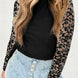 Mock Neck Long Sleeve Lace Patchwork T-Shirt