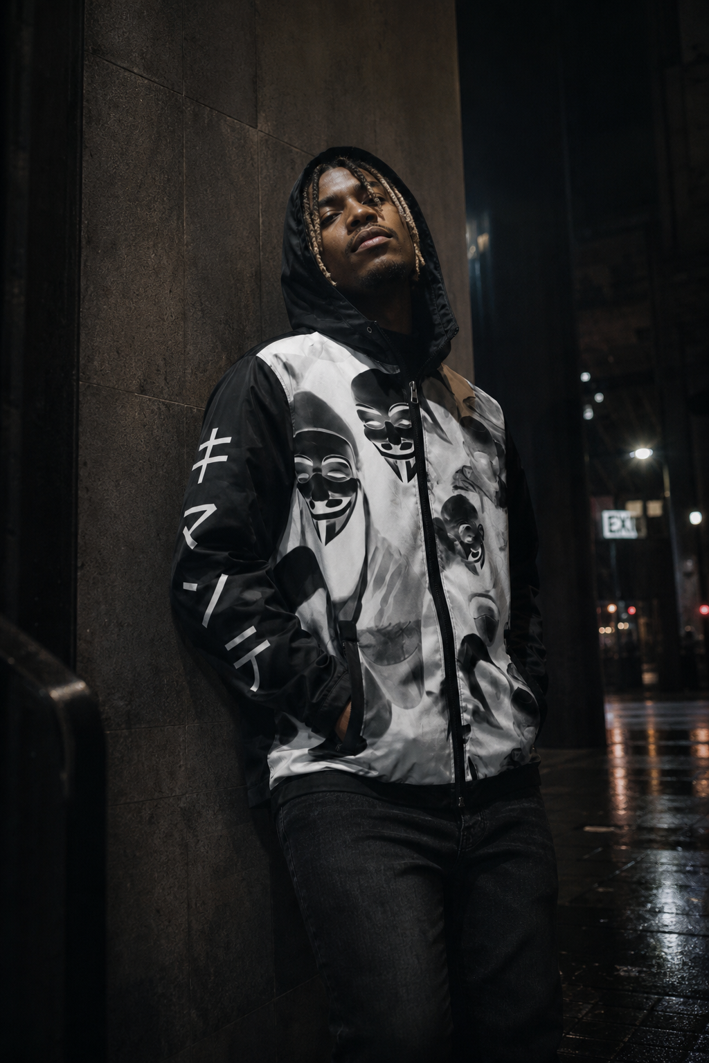 Do Not Conform Kimante White and Black Men’s Windbreaker Jacket
