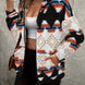 Geometric Zip Up Hooded Sherpa Jacket