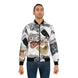 Chicago Newspaper Cutout Kimante All White Bomber Jacket
