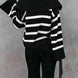 Striped Johnny Collar Long Sleeve Sweater