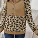 Leopard Half Button Long Sleeve Hoodie