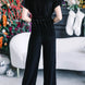 Drawstring Surplice Short Sleeve Jumpsuit