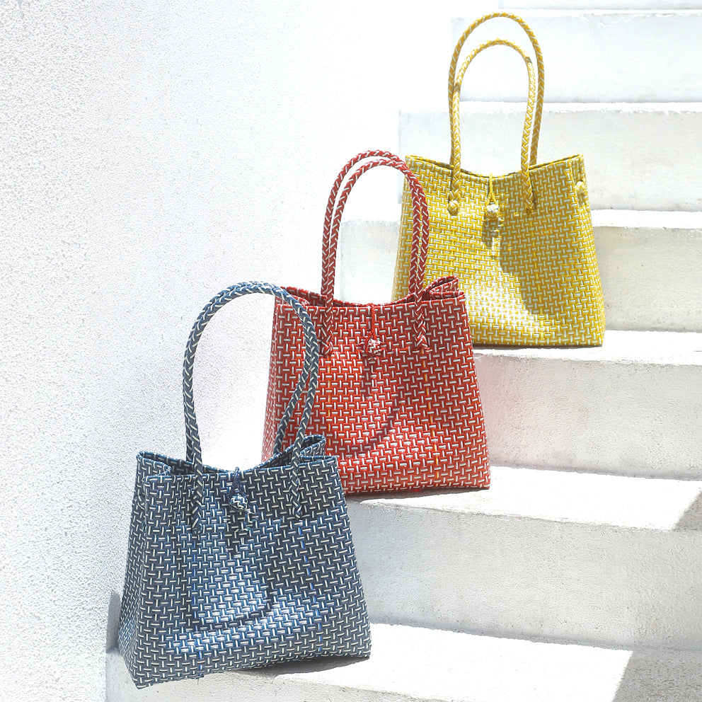 TOKO Straw Bag, Plastic Straw Bag, Woven Handbag, Straw Handbag, Straw Tote Bag, Beach Bag, in Red