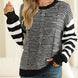 Striped Round Neck Dropped Shoulder Sweater