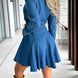 Tied Half Button Long Sleeve Denim Dress