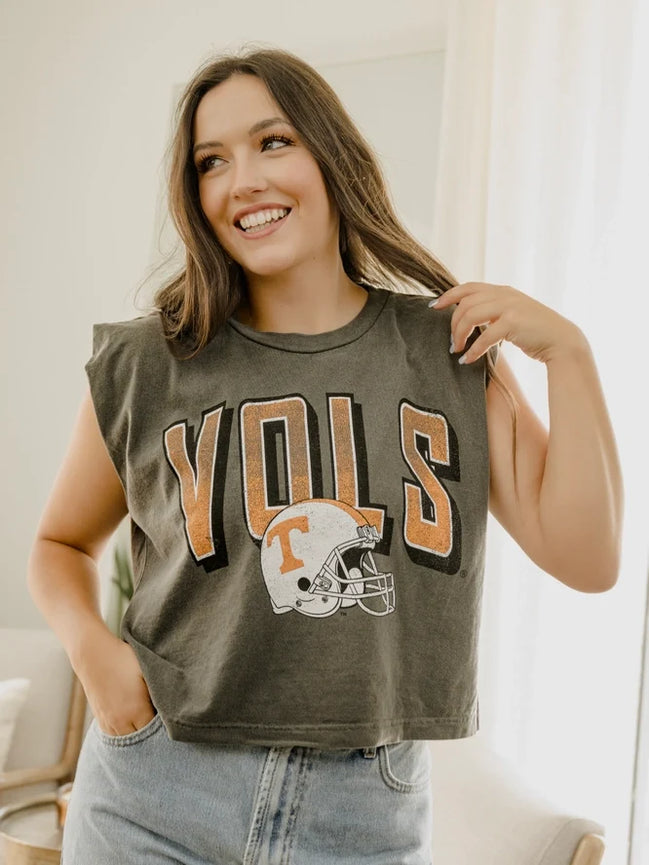 Tennessee Volunteers - Helmet Fade Charcoal Tank Top